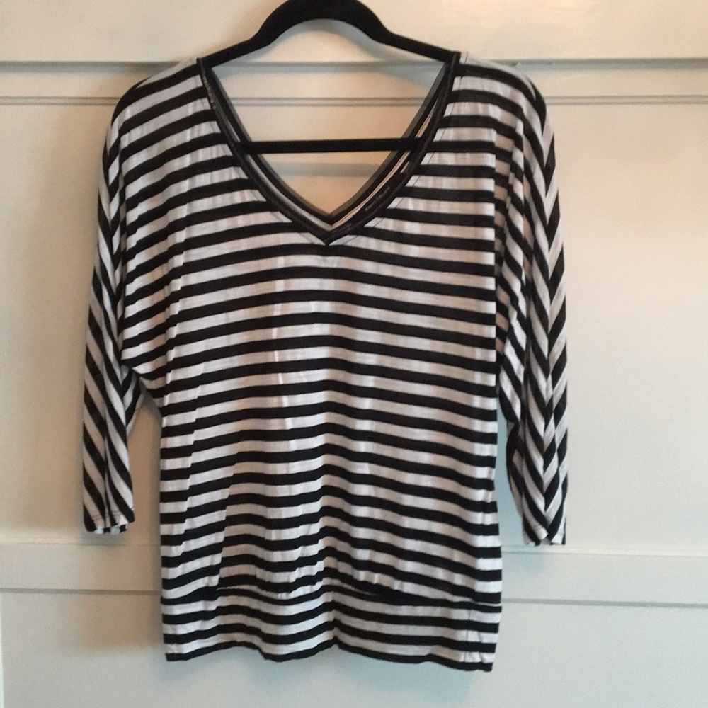WHBM blouse SZ XS black/white stripes